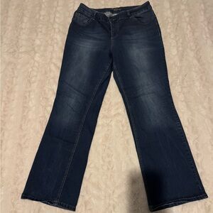 Maurices Curvy Dark Blue Flare Jeans, Size 18